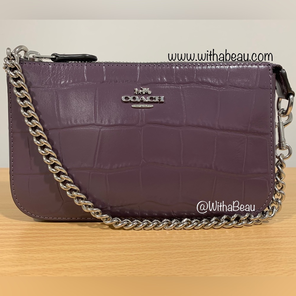 Coach Nolita 19 Crocodile-embossed Leather Shoulder Bag - Silver/Amethyst/Purple